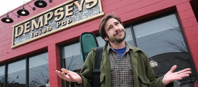 Dave Barnhill, former Pub Sessions organizer, stands in front of its former home at Dempsey's Pub.