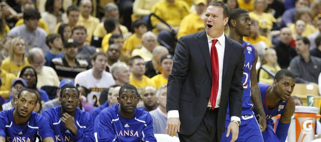 Kansas head coach Bill Self protests a call against the Jayhawks during the second half on Saturday, March 5, 2011 at Mizzou Arena.