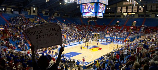 Many fans turned out to watch Kansas women's game against Kansas State on Saturday, Jan. 7, 2012 at Allen Fieldhouse. The Jayhawks fell to the Wildcats, 63-57. 
