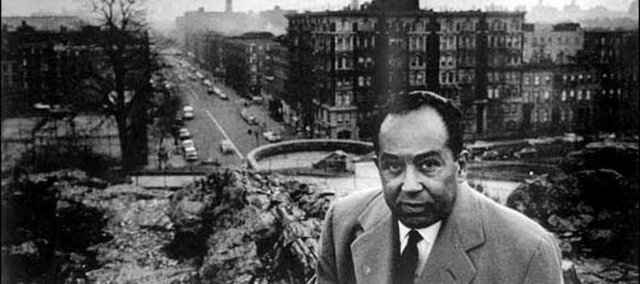Former Lawrence resident Langston Hughes is shown on a New York
rooftop overlooking Harlem. Hughes and other writers in the Harlem
Renaissance were celebrated Wednesday at a White House symposium.
