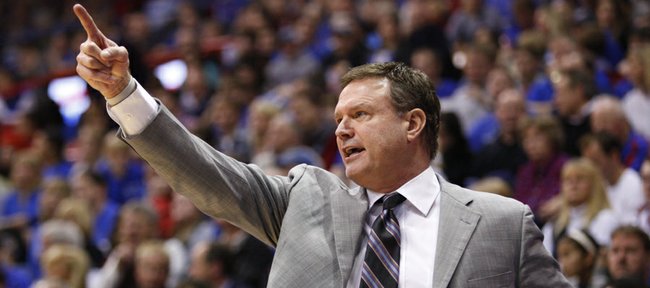 Kansas head coach Bill Self calls a play during the second half on Tuesday, Dec. 18, 2012 at Allen Fieldhouse.