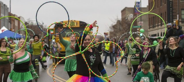 The Lawrence St. Patrick's Day Parade starts at 1 p.m. at 11th and Massachusetts streets, heads north through downtown Lawrence and finally ends across the river in North Lawrence. 