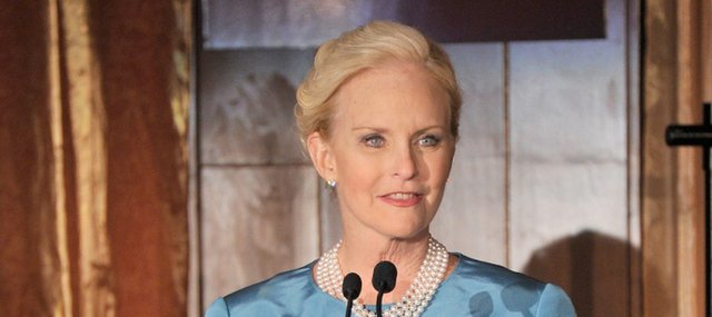 Philanthropist Cindy McCain spoke Tuesday night in a free event at the Dole Institute, 2350 Petefish Drive.