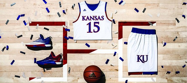 Kansas University's new white "Made in March" uniform, by adidas.