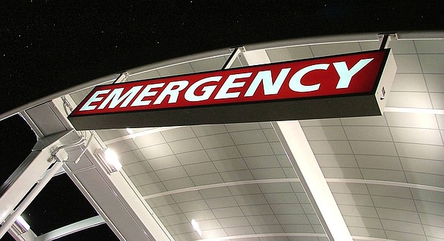 The Lawrence Memorial Hospital emergency room sign is shown in this file photo from 2008.