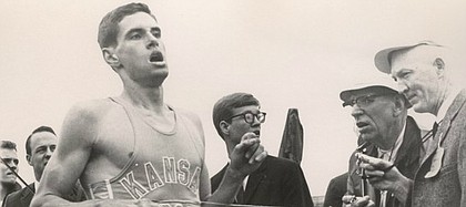Jim Ryun — The last American runner to hold the world record in the mile with a time of 3:51.1, set on June 23, 1967. He also was the first high-school athlete to break 4-minute mile time, which he did in 1964 in Wichita. He participated in the 1964, 1968 and 1972 Olympics, and earned a silver medal in the 1,500 meters 1968. He graduated from KU with a degree in photojournalism in 1970 and later served as a four-term congressman from Kansas.