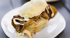 Katsu Bun, front, and the Bahn Mi Bun at Bon Bon!.