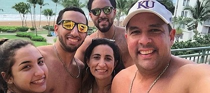 The Montero family, from left to right, Patricia, Jaime, Vanessa, Efrain Jr., and Efrain Sr., snapped this scenic family photo during a recent vacation. With all four of her family members waiting out the recent hurricanes in Puerto Rico, Kansas volleyball sophomore, Patricia, waited for news from home while maintaining her regular routine with the 12th-ranked KU volleyball team.