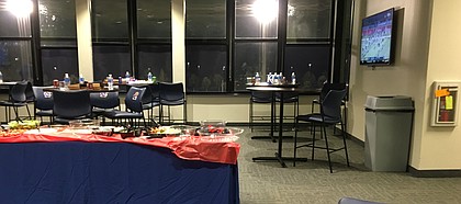 The lounge at Rock Chalk Park following the Jayhawks' 1-0 loss to Kansas State in the inaugural women's soccer Sunflower Showdown.