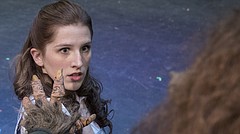 Noelle Olson, as Belle, reacts to the offered hand of the Beast, played by Andrew Ramaley, in a scene from "Beauty and the Beast," opening Dec. 1 at Theatre Lawrence.