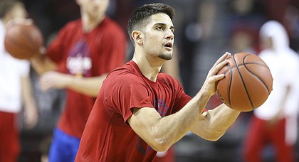 Kansas guard Sam Cunliffe during the first half, Saturday, Dec. 16, 2017 at Pinnacle Bank Arena in Lincoln, Nebraska.