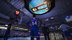 Kansas guard Malik Newman (14) watches as the Villanova Wildcats are introduced on Saturday, March 31, 2018 at the Alamodome in San Antonio.