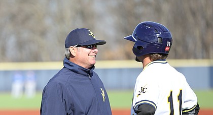 Johnson County Community College baseball coach Kent Shelley won his 1,000th career game this past week.