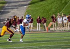 Kansas running back Pooka Williams Jr. (1) runs down the field while playing against Central Michigan University on Saturday, Sept. 8, 2017 at Kelly/Shorts Stadium in Mount Pleasant, Mich.