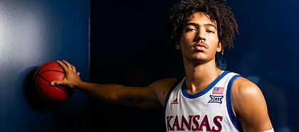 Kansas forward Jalen Wilson is pictured during Media Day on Wednesday, Oct. 9, 2019 at Allen Fieldhouse.