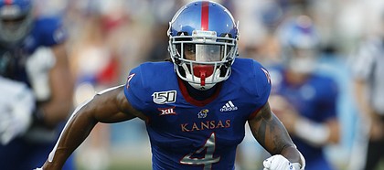 Kansas wide receiver Andrew Parchment during an NCAA football game against Coastal Carolina on Saturday, Sept. 7, 2019 in Lawrence, Kan. (AP Photo/Colin E. Braley)
