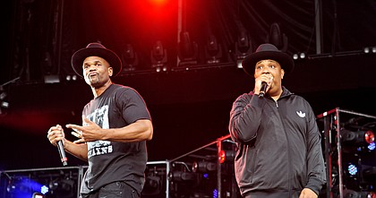 Darryl "D.M.C." McDaniels, left, and Joseph "Run" Simmons of Run-DMC perform during Day 2 of the Made in America Music Festival on Sept. 2, 2012 in Philadelphia.