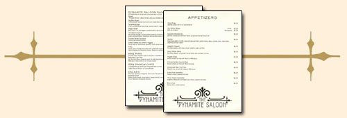The Dynamite Saloon Bar Menu
