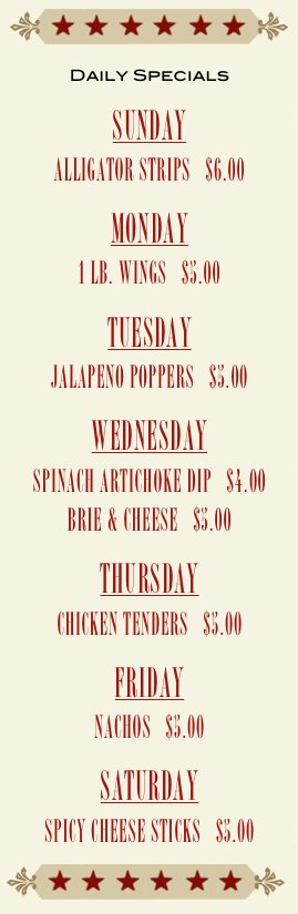Daily Specials