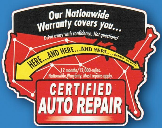Certified Auto Repair: Nationwide Warranty on work