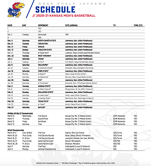 Ku Mens Basketball Schedule 2022 Ku Men's Basketball Releases All But 3 Games Of 2020-21 Schedule |  Kusports.com