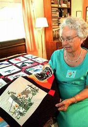 A Quilt block by Lorene Mosser is part of an award-winning quilt
that will be featured in the Kaw Valley Quilt Guild Show Tuesday
through Sept. 10 at Watkins Community Museum of History, 1047 Mass.
Mosser's block won a judges award in an international quilting
contest in 1989.