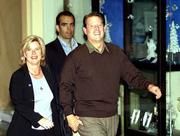 Vice President Al Gore and his wife, Tipper, walk hand-in-hand
through a mall in Washington, to see a movie, Saturday evening,
Nov. 11, 2000. They were joined by running mate Sen. Joseph
Lieberman, D-Conn., and his wife Hadassah for a showing of the film
"Men of Honor."