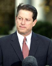 Democratic presidential candidate Vice President Al Gore speaks
outside his Washington residence Friday, Nov. 17, 2000. The vice
president said it&squot;s an "important" decision that has come down from
the Florida Supreme Court.