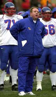 As Iowa State pulls away in the second half, Kansas football coach
Terry Allen expresses his frustration. The Jayhawks closed the 2000
season with four losses in a row.