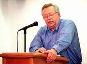 Wes Jackson, an environmentalist and president of the Land
Institute, discusses why it is important for the Kansas Green Party
to create an underlying philosophy. Jackson spoke Sunday at the
Ecumenical Christian Ministries building, 1204 Oread Ave.