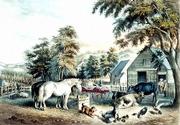 "American Farm Scenes #3" is a hand-colored lithograph thought to
have been made in 1853 by Frances Palmer.