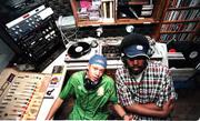 "Hip Hop Hyp" DJ CGz, left, and sidekick Brian "Smokey" Pearson
take over the KJHK studio on Saturday nights.