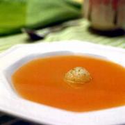 Cold Cantaloupe Cream is a delicate and pleasant starter to any
meal served on a hot summer day. Sparkling wine or seltzer may be
added to the soup just before serving. The recipe is adapted from
the "The Culinary Institute of America&squot;s Book of Soups."