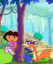 Dora appears with two animal friends in this drawing from the
Nickelodeon&squot;s "Dora the Explorer," the animated series about the
adventures of a Latina girl. Less than a year after its debut, Dora
is watched by1.2 million children ages 2 to 5, the most popular
television show among viewers of that age group.