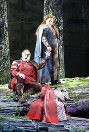 Phillip Joll portrays Wotan and Stephanie Blythe is Fricka in
Seattle Opera&squot;s "Ring" cycle. Critics reviewing last summer&squot;s
work-in-progress generally admired the singers, but the one person
they singled out as crucial to the production&squot;s success was stage
director Stephen Wadsworth.