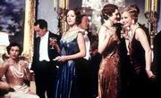 Cast members of the USA film "Gosford Park" include, from left,
Natasha Wightman, Tom Hollander, Claudie Blakley, Michael Gambon,
Geraldine Somerville and Kristin Scott Thomas. The upcoming movie,
directed by Robert Altman, features a cast of 30.