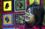 Local artist Marla Jackson shares the inspirations that led her to
make quilts depicting black history. Jackson talked Sunday at the
Watkins Community Museum of History before members of the Douglas
County Underground Railroad Assn. She said she drew some of the
themes for her quilts from conversations she had with her
great-grandmother, who was a slave in the South before the Civil
War.