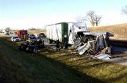 An accident Wednesday morning on the Kansas Turnpike east of
Lawrence killed one driver and closed the eastbound lanes for
several hours.