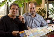 Lawrence artist Stan Herd, left, and project manager Bob Augelli
have received clearance from the U.S. Department of Treasury to
proceed with their monumental artwork of Josartn the Havana harbor
in Cuba.