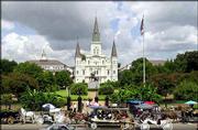 St. Louis Cathedral is the centerpiece of Jackson Square in the
historic French Quarter of New Orleans. The French Quarter is the
heart of the Crescent City, but attractions abound throughout town.