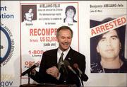 U.S. Drug Enforcement Administrator Asa Hutchinson explains at a
news conference in Washington details of the arrest of drug
trafficker Benjamin Arellano Felix. Soldiers raided a house in
central Mexico early Saturday and captured Felix, alleged leader of
Mexico's bloodiest drug cartel.