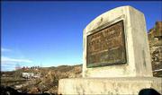 A headstone marking the grave of pioneer John D. Henderson serves
as a reminder of hardships experienced on the Oregon Trail along a
section of the trail in Vale, Ore. The headstone notes that
Henderson died of thirst Aug. 9, 1862, "unaware of the nearness of
the Malheur River," which was only a few miles to the northeast.