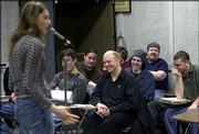 Fellow students laugh at Grace Gonzalez's stand-up routine during a
comedy class at William Paterson College in Wayne, N.J. The
semesterlong, three-credit class helps students develop a comedy
routine that can be performed in a nightclub. Their final exam will
consist of delivering a five-minute routine to an audience at
Caroline's comedy club in New York.