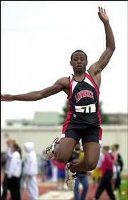 Lawrence High's Sylvester Birdsong competes in the long jump.
Birdsong won the Class 6A state championship on Friday at Cessna
Stadium in Wichita.