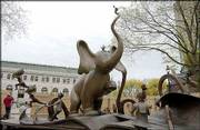 The sculpture of the Dr. Seuss character Horton The Elephant is
part of the Dr. Seuss National Memorial outside the Springfield,
Mass., library.