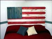 A patriotic flag headboard can be brought out to celebrate the
Fourth of July or be used throughout the year.