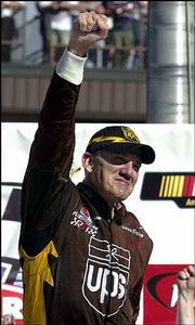 Dale Jarrett Celebrates. Jarrett won the Pepsi 400 on Sunday at the
Michigan International Speedway in Brooklyn, Mich.