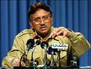 Pakistan's President Gen. Pervez Musharraf addresses a news
conference in Islamabad, where he announced that he had
unilaterally amended Pakistan's constitution. His action gives the
military its first formal role in governing the nation, and
guarantees he will keep his post for another five years.
