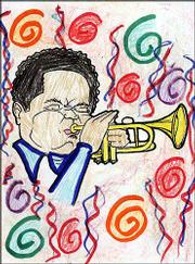 Second- and third-grade students at Sunflower School helped color
these pages from "An Introduction to Jazz Workbook." The trumpeter
was done by Lauren Byrn.