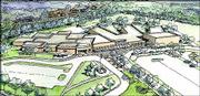This is an architectural rendering produced by Gould Evans
Associates for the proposed new South Junior High School and
renovated Broken Arrow School. Four Lawrence architecture firms on
Monday will present to the Lawrence school board preliminary
drawings of major projects in the board's proposed $59 million bond
issue.